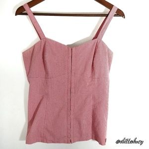 Guess Red and White Check Top